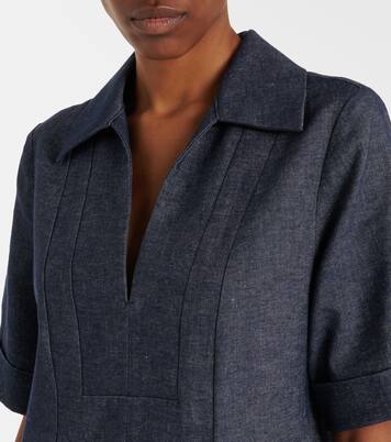 Cotton and linen chambray minidress | Vince