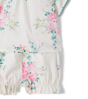 Baby floral cotton top and shorts set | C'era Una Volta