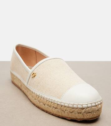 Leather-trimmed canvas espadrilles | Gianvito Rossi