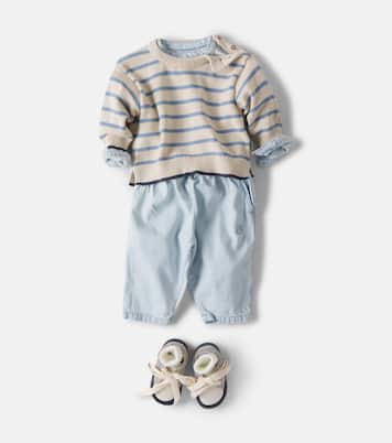 Baby Morgan striped cotton sweater | Wheat