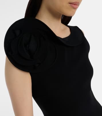 Robe midi en crêpe à appliqué floral | Roland Mouret