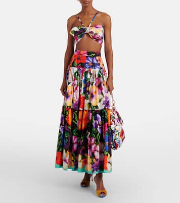 Bow-detail floral cotton bra top | Dolce&Gabbana