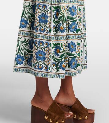 Manoela belted floral linen-blend pleated midi dress | Farm Rio