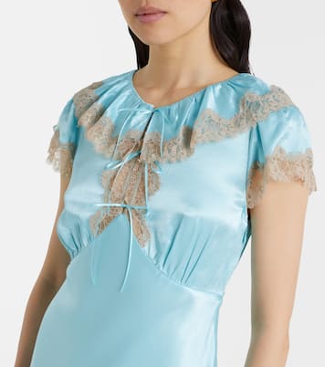 Robe midi Viviene en satin à finitions en dentelle | Rixo