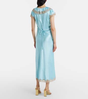 Robe midi Viviene en satin à finitions en dentelle | Rixo
