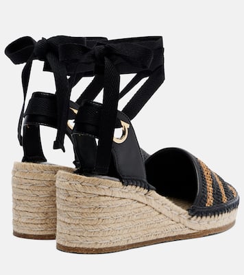 Animal-print raffia espadrille wedges | Ferragamo
