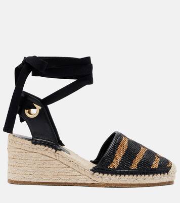 Animal-print raffia espadrille wedges | Ferragamo