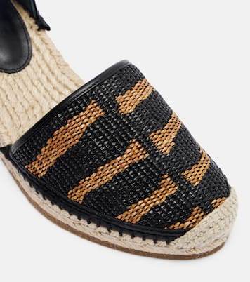 Animal-print raffia espadrille wedges | Ferragamo