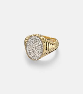 Chevalière Ovale 9kt gold ring with diamonds | Yvonne Léon