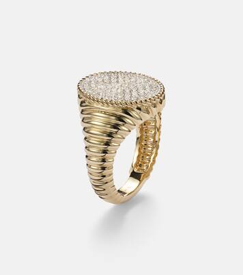 Chevalière Ovale 9kt gold ring with diamonds | Yvonne Léon