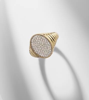 Chevalière Ovale 9kt gold ring with diamonds | Yvonne Léon