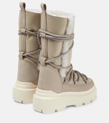 Leather shearling-trimmed snow boots | Inuikii