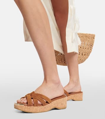 Sandalen Maribou 50 aus Veloursleder und Kork | Jimmy Choo