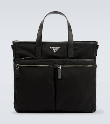Re-Nylon leather-trimmed tote bag | Prada