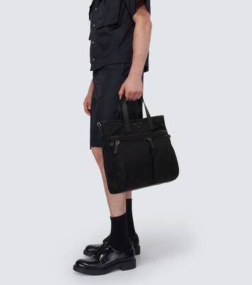 Re-Nylon leather-trimmed tote bag | Prada