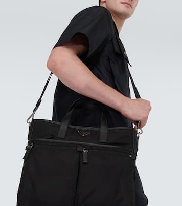 Re-Nylon leather-trimmed tote bag | Prada
