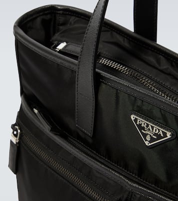 Re-Nylon leather-trimmed tote bag | Prada