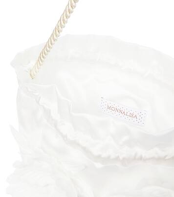 Floral-appliqué satin clutch | Monnalisa