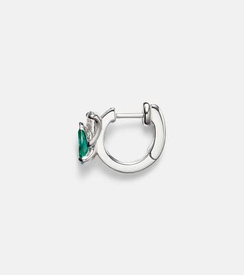 Serti Sur Vide 18kt white gold single earring with diamonds and emerald | Repossi