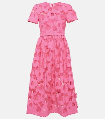 Robe midi en coton mélangé | Self-Portrait