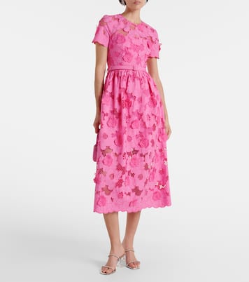 Robe midi en coton mélangé | Self-Portrait