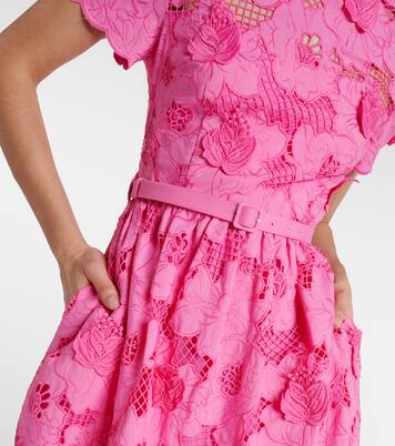 Robe midi en coton mélangé | Self-Portrait