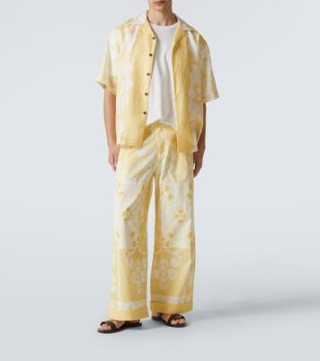 Floral linen bowling shirt  | Commas