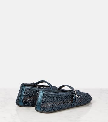 Crochet leather-trimmed Mary Jane flats | Alaïa