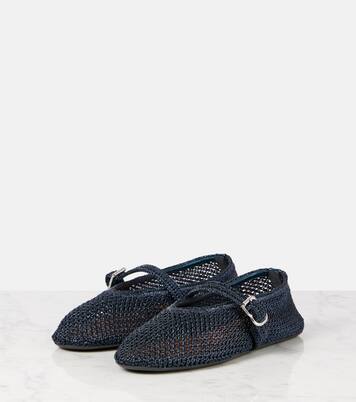 Crochet leather-trimmed Mary Jane flats | Alaïa