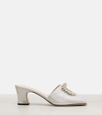 Adamantine 60 metallic leather mules | Valentino Garavani