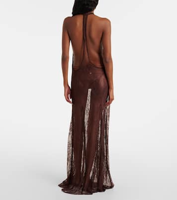 Abito lungo in pizzo trasparente | Adriana Degreas