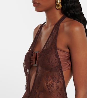 Abito lungo in pizzo trasparente | Adriana Degreas