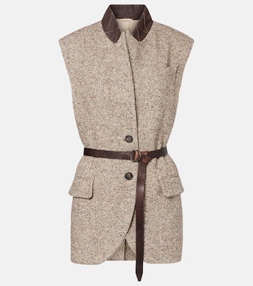 Belted wool and silk-blend vest | Brunello Cucinelli