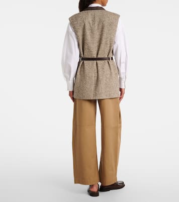 Belted wool and silk-blend vest | Brunello Cucinelli