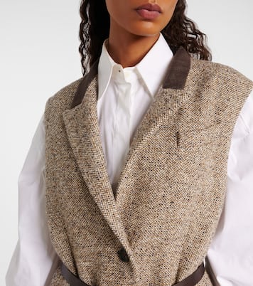 Belted wool and silk-blend vest | Brunello Cucinelli