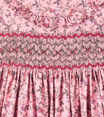 Abito Silvana in cotone a punto smock con stampa floreale | La Coqueta