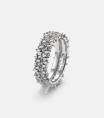 Anneaux de superposition pour bague connectée Icon Mini en or blanc 18 ct et diamants | Suzanne Kalan