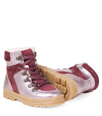 Toni suede-trimmed leather boots | Wheat