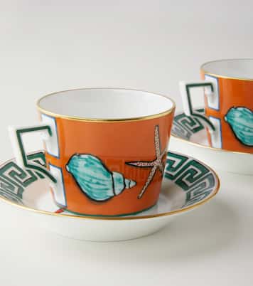 Il Viaggio Di Nettuno set of 2 teacups and saucers by Luke Edward Hall | Ginori 1735