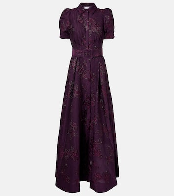 Afina belted floral brocade gown | Rebecca Vallance