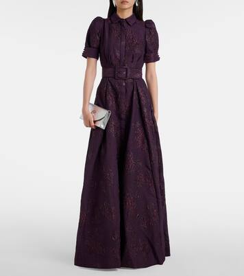 Afina belted floral brocade gown | Rebecca Vallance
