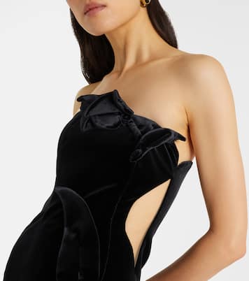 Abito lungo Marilyn in velluto con cut-out  | Leo Lin