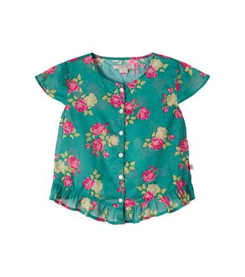 Camisa Viola de algodón floral con volantes | Konges Sløjd