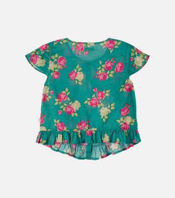 Camisa Viola de algodón floral con volantes | Konges Sløjd
