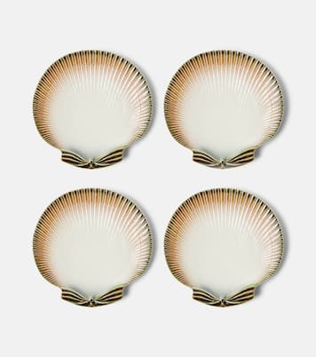 Oyster & Scallops set of 4 ceramic dinner plates | Bordallo Pinheiro