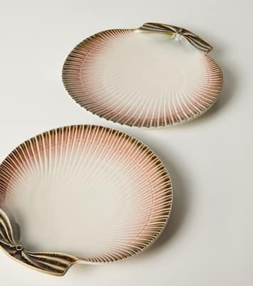Oyster & Scallops set of 4 ceramic dinner plates | Bordallo Pinheiro
