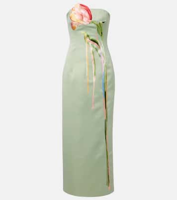 Marilyn floral-appliqué bustier dress | Leo Lin