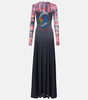 Abito lungo in jersey di misto cotone con stampa tie-dye | Balenciaga