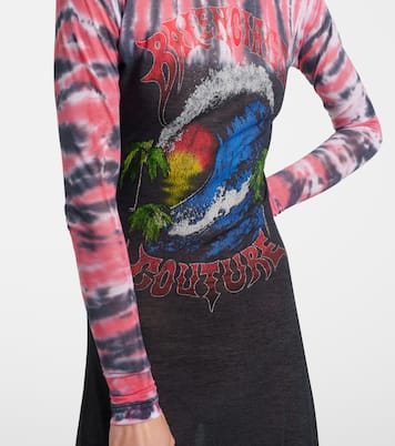 Abito lungo in jersey di misto cotone con stampa tie-dye | Balenciaga