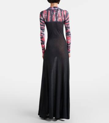 Abito lungo in jersey di misto cotone con stampa tie-dye | Balenciaga